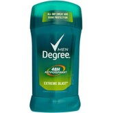 Degree Men Extreme Blast, barra desodorante transparente para uso diario sin manchas