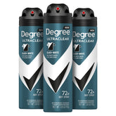 Degree Men Ultraclear envase spray, evita marcas en prendas oscuras.