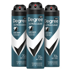 Degree Men Ultraclear envase spray, evita marcas en prendas oscuras.