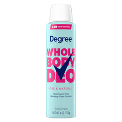 Degree para mujer desodorante corporal rosas-loto en botella, fragancia fresca todo el día.