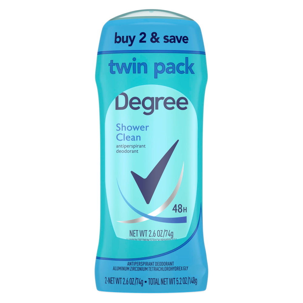 Degree Shower Clean bottle front view signaling up to 48-hour protection