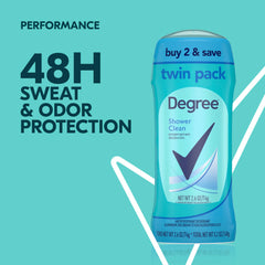 Degree Shower Clean scent notes of rose and jasmine for a fresh feel