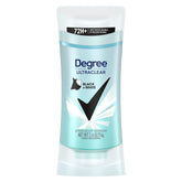 Degree UltraClear Black+White deodorant packaging highlighting anti-white mark technology.