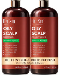 DEL SUR clarifying shampoo bottle showing oil control on oily roots