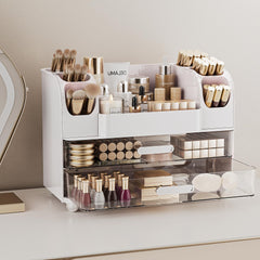 Delamu makeup organizer countertop large capacity with drawers accommodates diverse products from brushes to bottles
