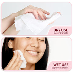 Deluwire Soft Dry Wipe makeup removal use shows gentle cleansing.