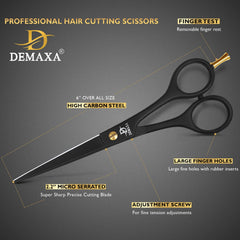 DEMAXA hair scissors ergonomic handle design for comfortable use during long styling sessions.