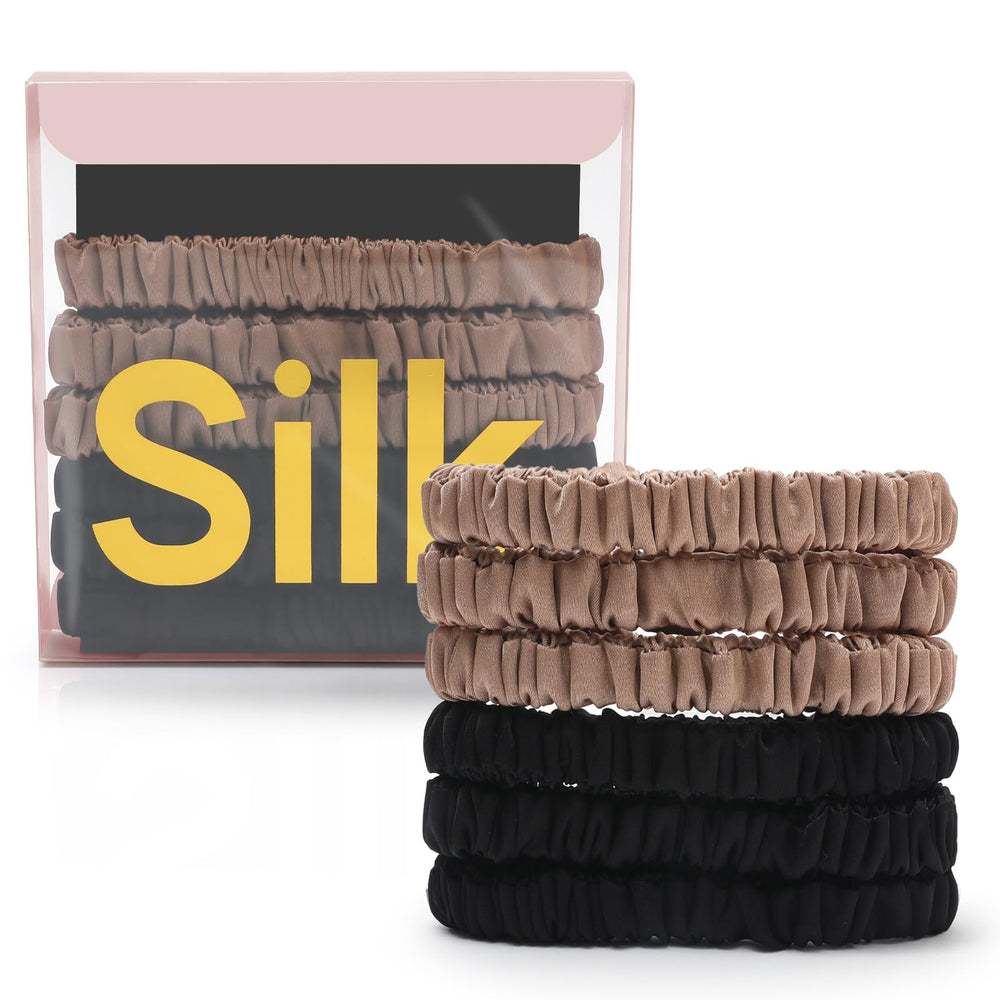 DEMAZALO gomas de seda mulberry 6 piezas color 02, cuidado suave para el cabello