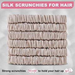DEMAZALO silk hair ties close-up highlighting ultra-smooth mulberry silk texture.