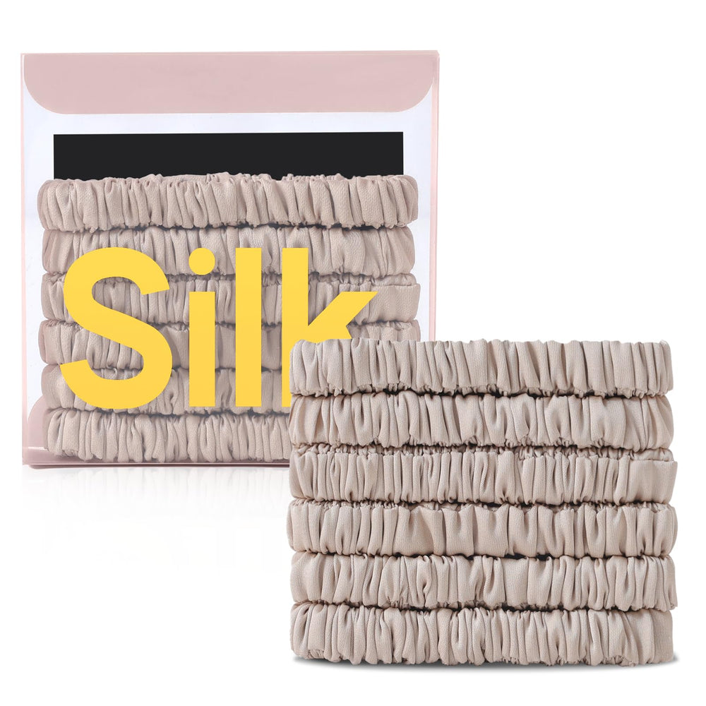 DEMAZALO silk hair ties set of 6 for gentle hold and reduced breakage.