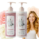 DEMIKI Japanese Shampoo and Conditioner Set bottle pour promotes a refreshed, oil-balanced scalp.