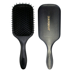Denman large paddle cushion brush close-up showing soft nylon bristles for gentle detangling.