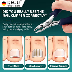 DEOU heavy-duty pedicure clippers for thick nails provide clean, efficient trimming