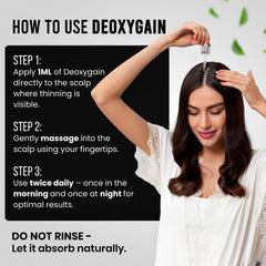 Deoxygain application on a clean, dry scalp for daily use.
