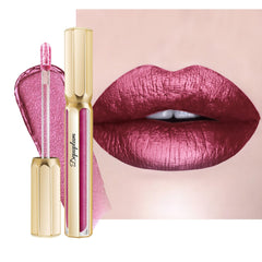 Depuplum Burgundy lipstick metallic tube with shimmering finish.