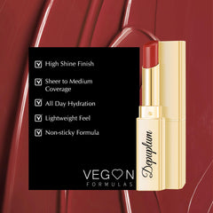 Depuplum Barra de Labios Rojo Frambuesa, tono versátil para neutro, rosado y rojo.