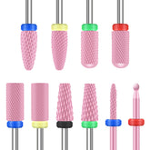 Depvko ceramic nail drill bits set in dust-proof box for salon use.