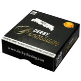 Derby Premium single-edge blades closeup shows sharp, durable edge for precise straight razor shaving.