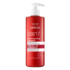 Dercos Collagen Peptide 17, botella frente, cabello más fuerte y saludable.