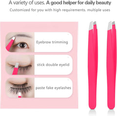 Derlaier tweezers set with inclined head for delicate hairs.