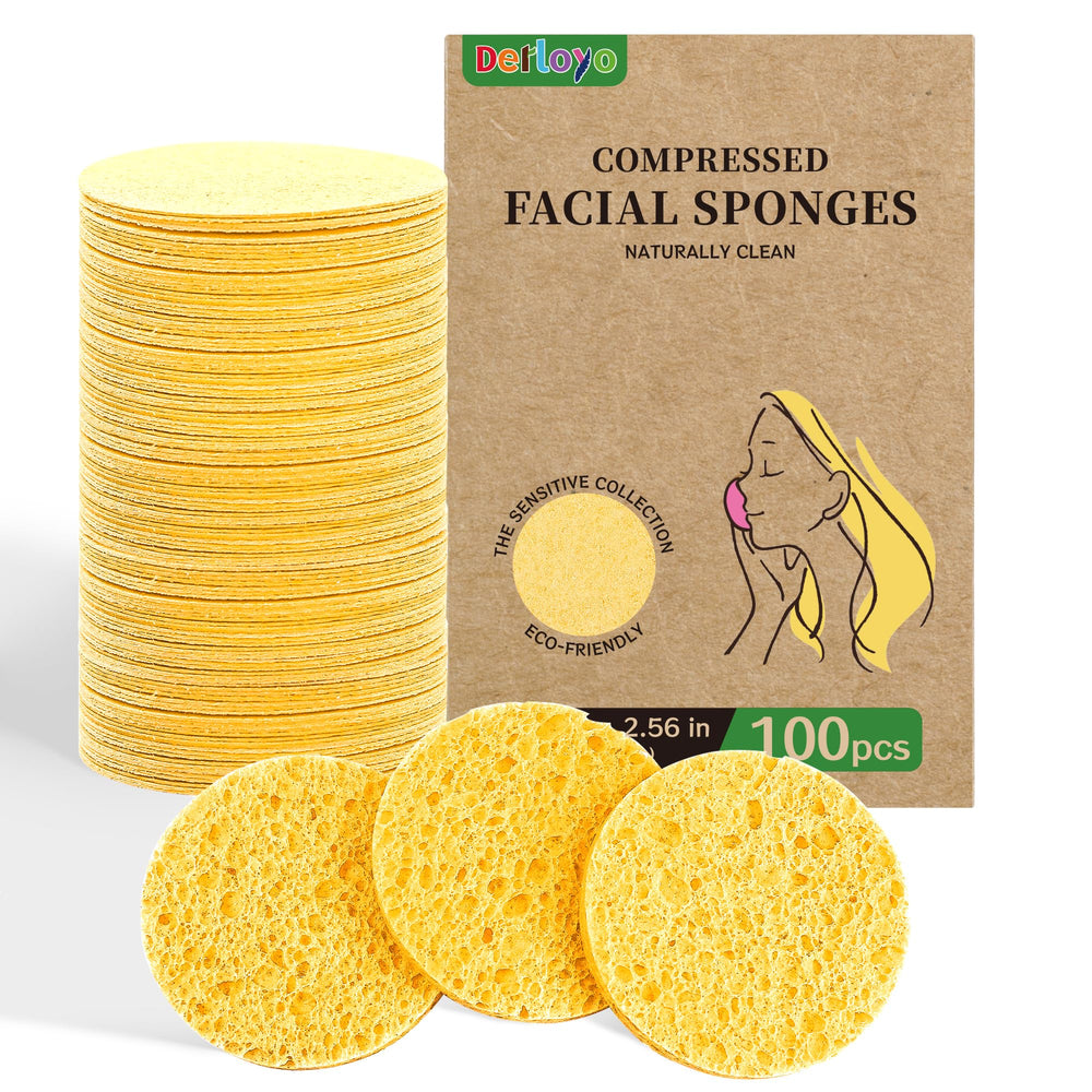 Derloyo compressed facial sponge expands in water for gentle cleansing