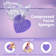 Derloyo compressed sponges expand in water to become soft cleansing tools.