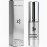 Derma Botanica Overnight Retinol Serum bottle on a vanity, signaling gentle night care