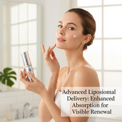 Derma Botanica serum pump dispensing a small amount, emphasizing easy nightly use