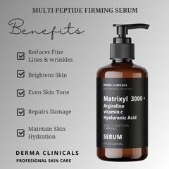 Derma Clinicals Matrixyl 3000 and Argireline close-up supporting firming appearance.