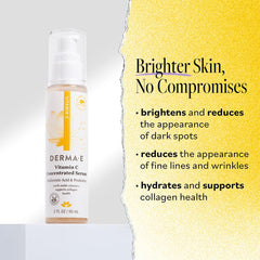 Close-up of DERMA E Vitamin C Serum texture indicating silky, quick-absorb formula