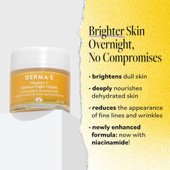 DERMA E crema nocturna, textura cremosa para hidratación profunda.