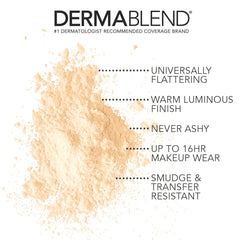 Dermablend Illuminating Banana Powder swatch on skin demonstrates warm glow and smooths imperfections.