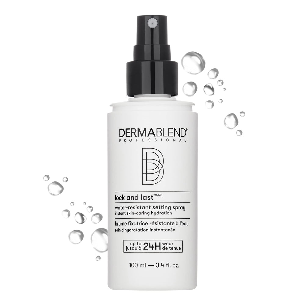 Dermablend Lock and Last spray bottle delivering a lightweight finish for all-day wear