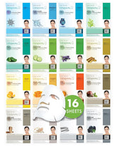 DERMAL mascarilla de colágeno; pack 16 esencias para cuidado diario de la piel.