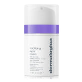 Dermalogica Stabilizing Repair Cream jar close-up, soothing sensitive skin on contact.