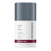 Dermalogica Super Rich Repair jar close-up showing rich texture for dry skin hydration.