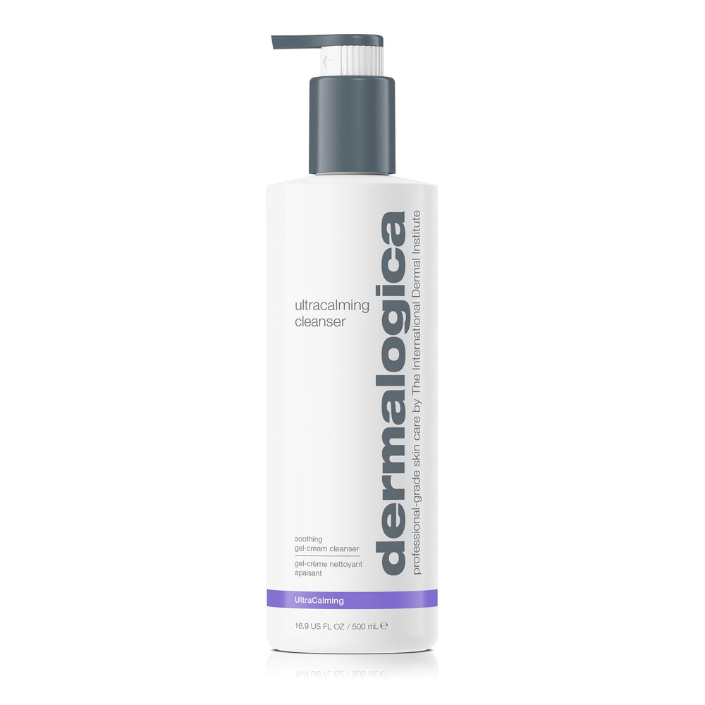 Dermalogica Ultracalming Cleanser bottle demonstrates gentle cleansing for sensitive skin
