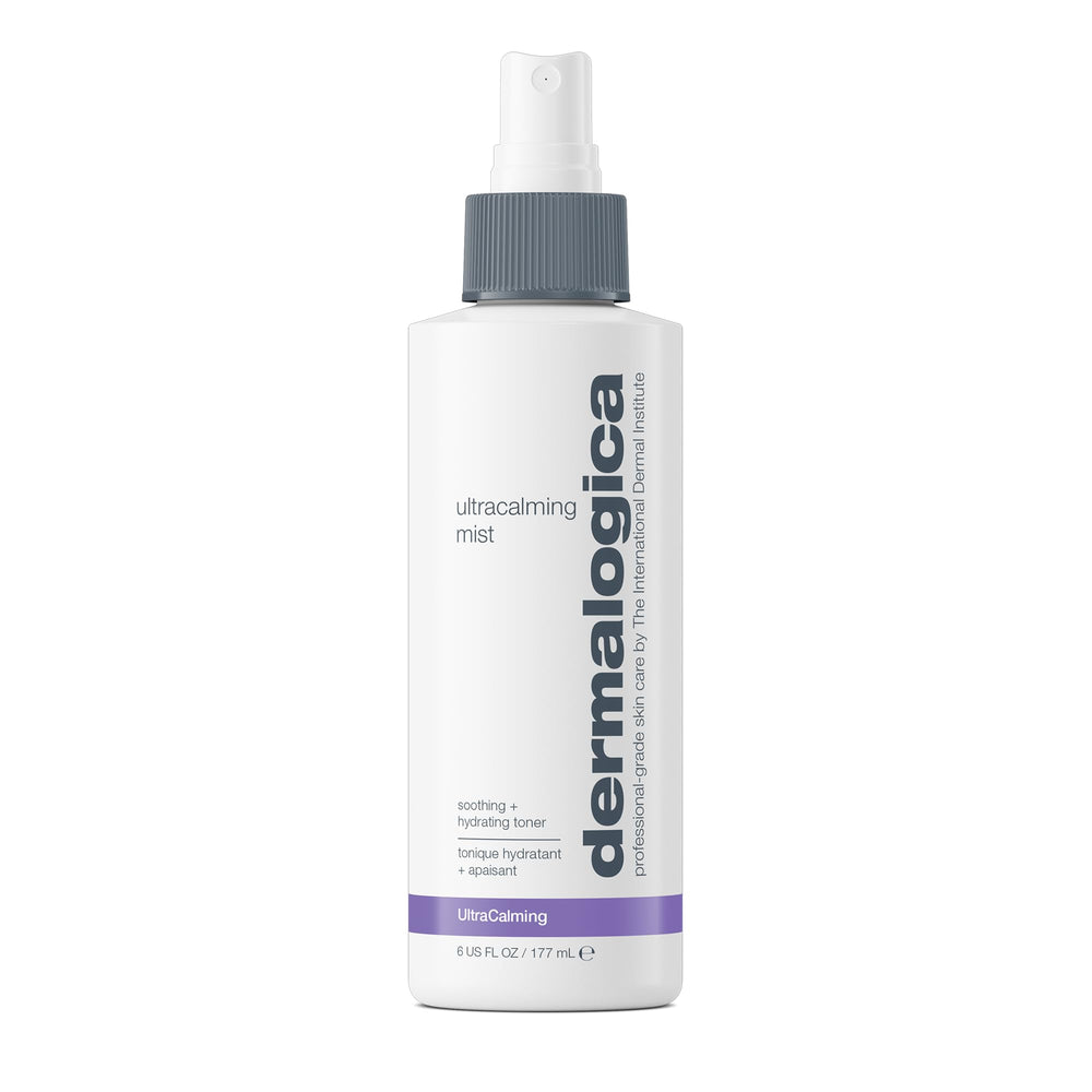 Dermalogica Ultracalming Mist bottle close-up showing soothing hydration