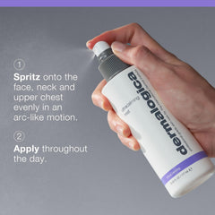Dermalogica Ultracalming Mist used on neck and chest for gentle hydration