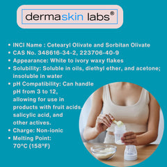 Dermaskin Labs Olive 1000 Emulsifier packaging label highlights ECOCERT COSMOS approval.