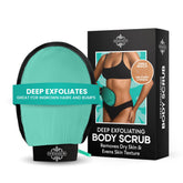 Dermasuri guante exfoliante turquesa para exfoliar suavemente la piel.