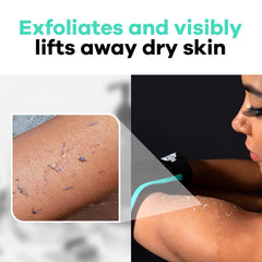 Dermasuri piel sedosa tras exfoliación con guante.