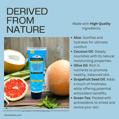 DermaSwim loción pre-nado, textura crema suave para fácil absorción.