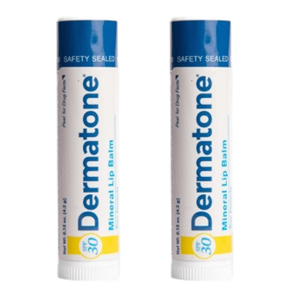 DERMATONE Balsamo labial mineral SPF 30, paquete 2, protección diaria para labios.
