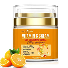 DERMAXGEN crema vitamina C orgánica en frasco, aporta luminosidad y frescura diaria.