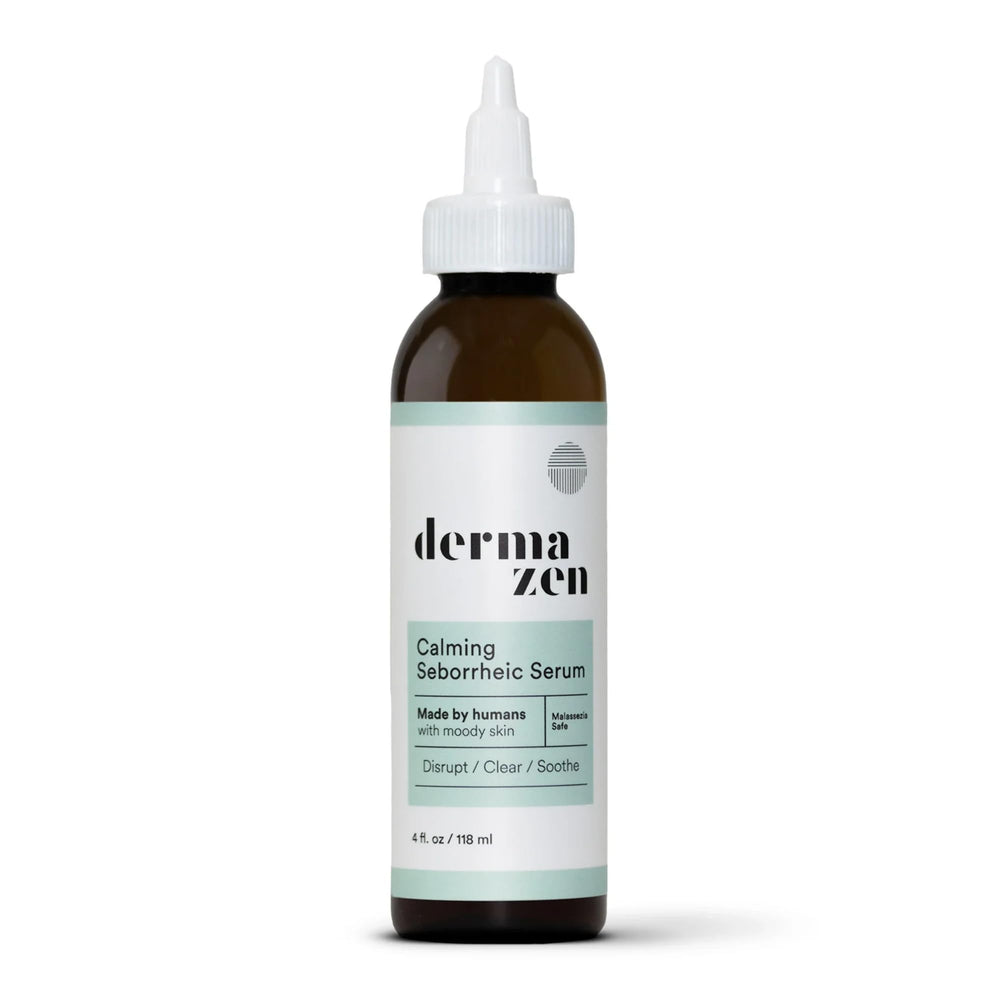Dermazen calming serum bottle with sleek packaging for daily use.