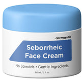 Dermgentle seborrheic dermatitis face cream bottle shows gentle, steroid-free skincare.