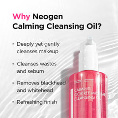 DERMALOGY Calming Cleansing Oil texture in hand showing light, non-greasy feel.