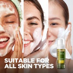 DERMALOGY Real Fresh Foam Green Tea lather texture showing creamy foam.