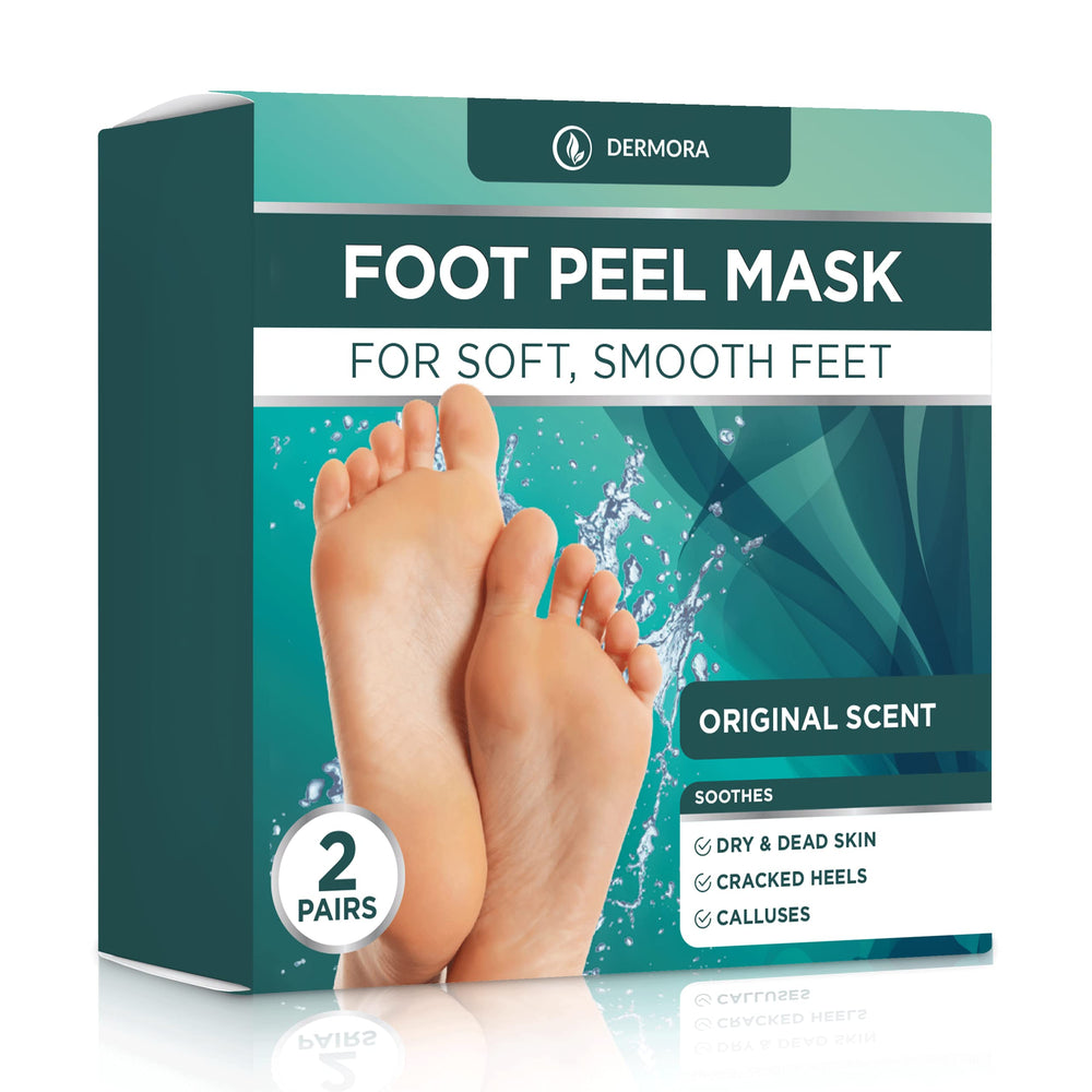 DERMORA mascarilla exfoliante para pies: aplicación de 60 minutos para pies suaves.